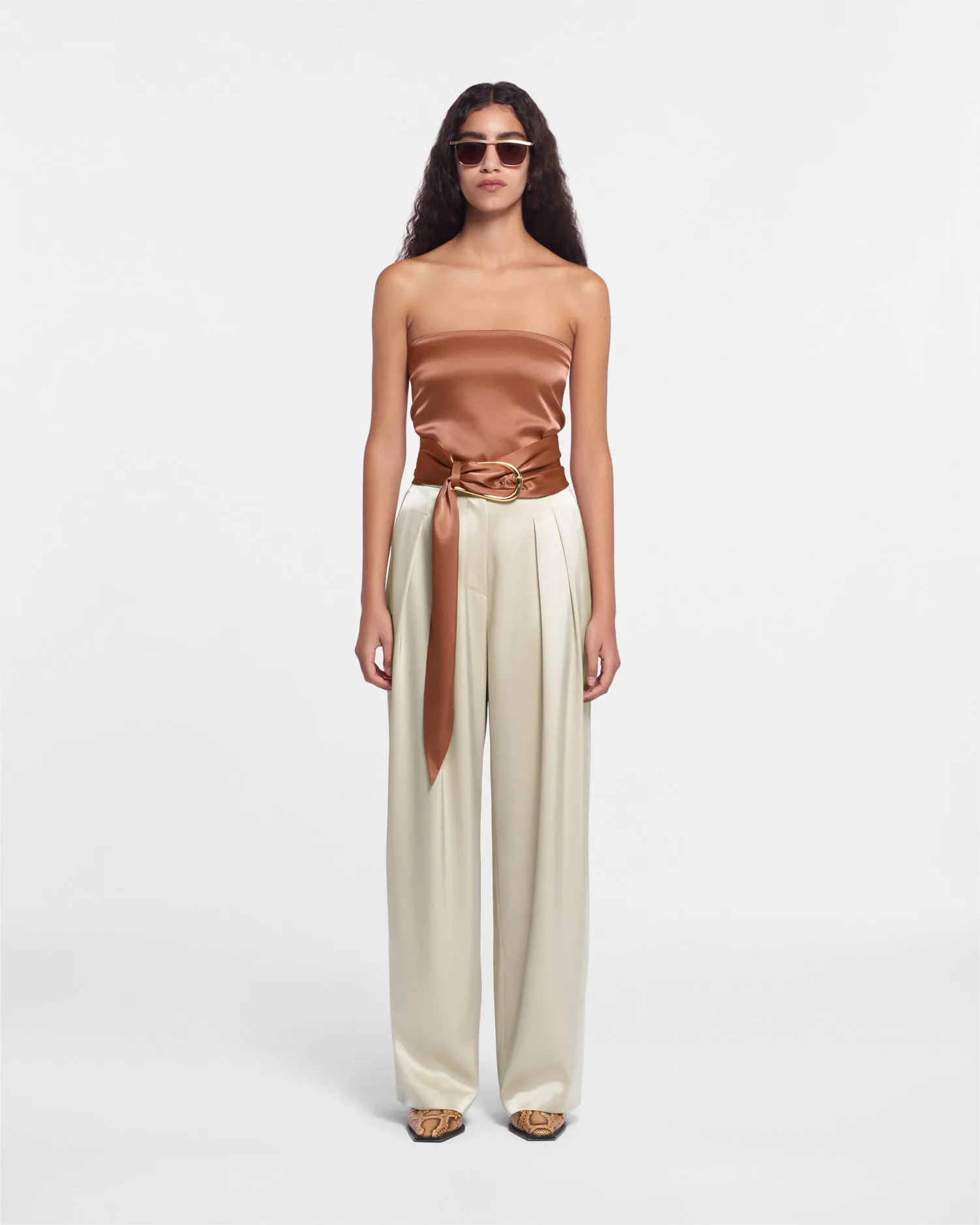 Dae - Sale Slip Satin Belt - Brown Terra