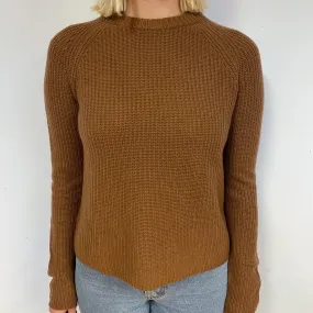 Dark Camel Brown Cashmere Crew Neck Jumper Small