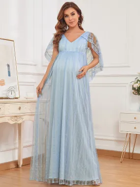 Deep V Neck A Line Floor Length Wholesale Maternity Dresses EY20868