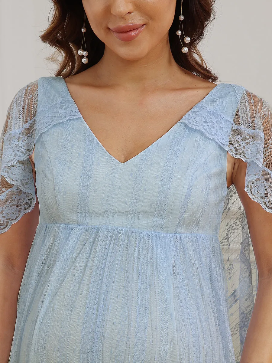 Deep V Neck A Line Floor Length Wholesale Maternity Dresses EY20868