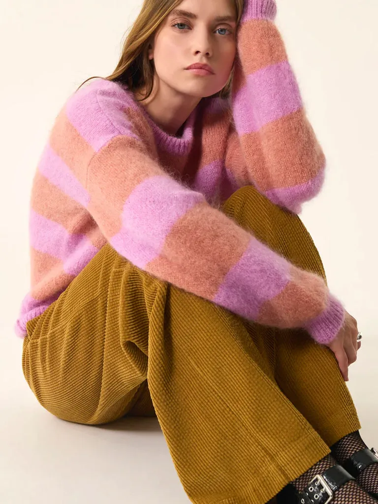Des Petits Hauts Banelle Stripe Sweater in Blossom Coing