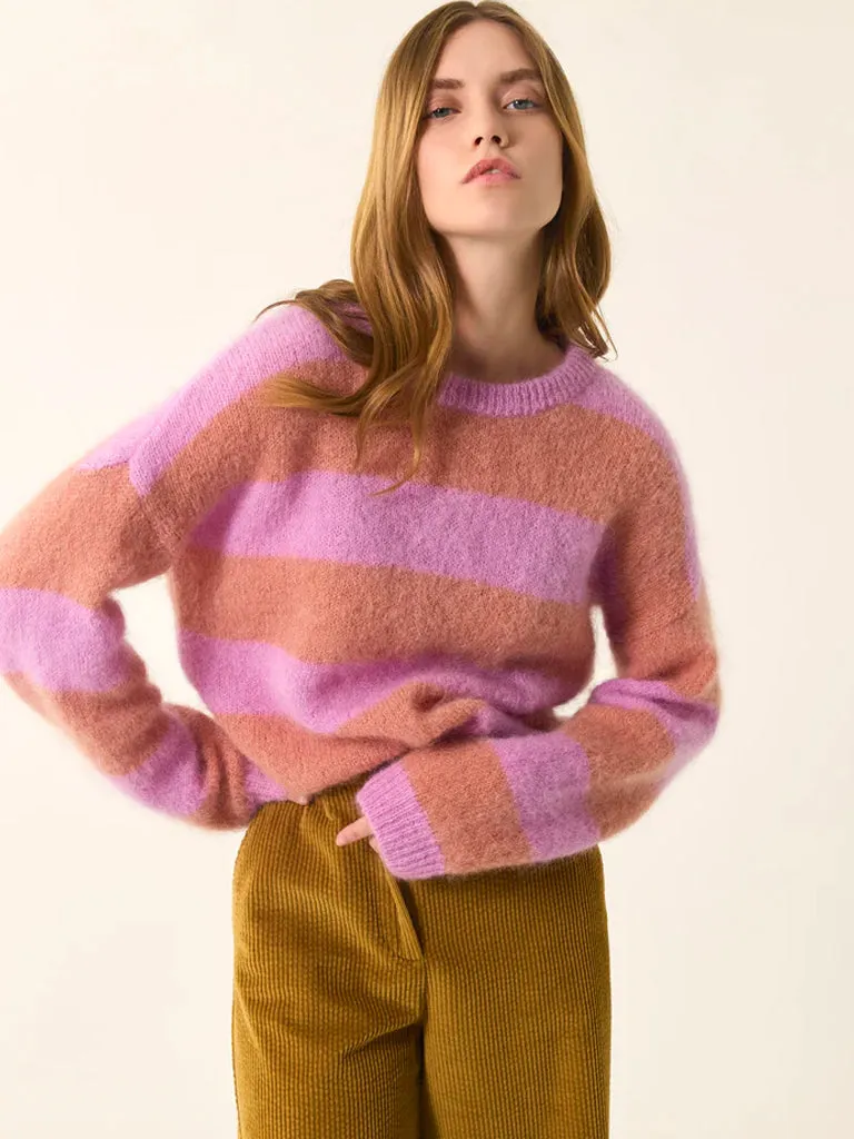 Des Petits Hauts Banelle Stripe Sweater in Blossom Coing
