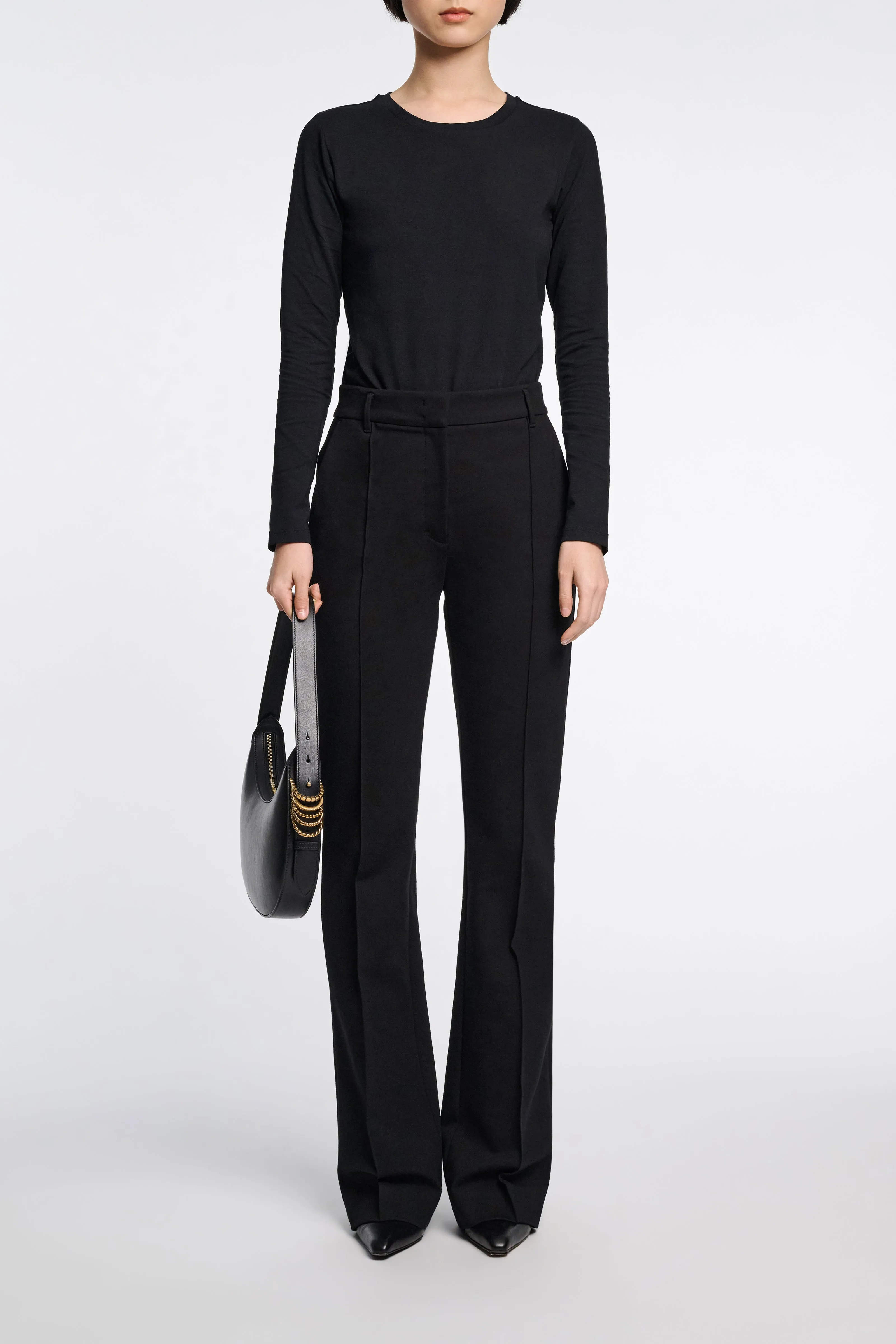 Dorothee Schumacher Flared Pants in Punto Milano in Black