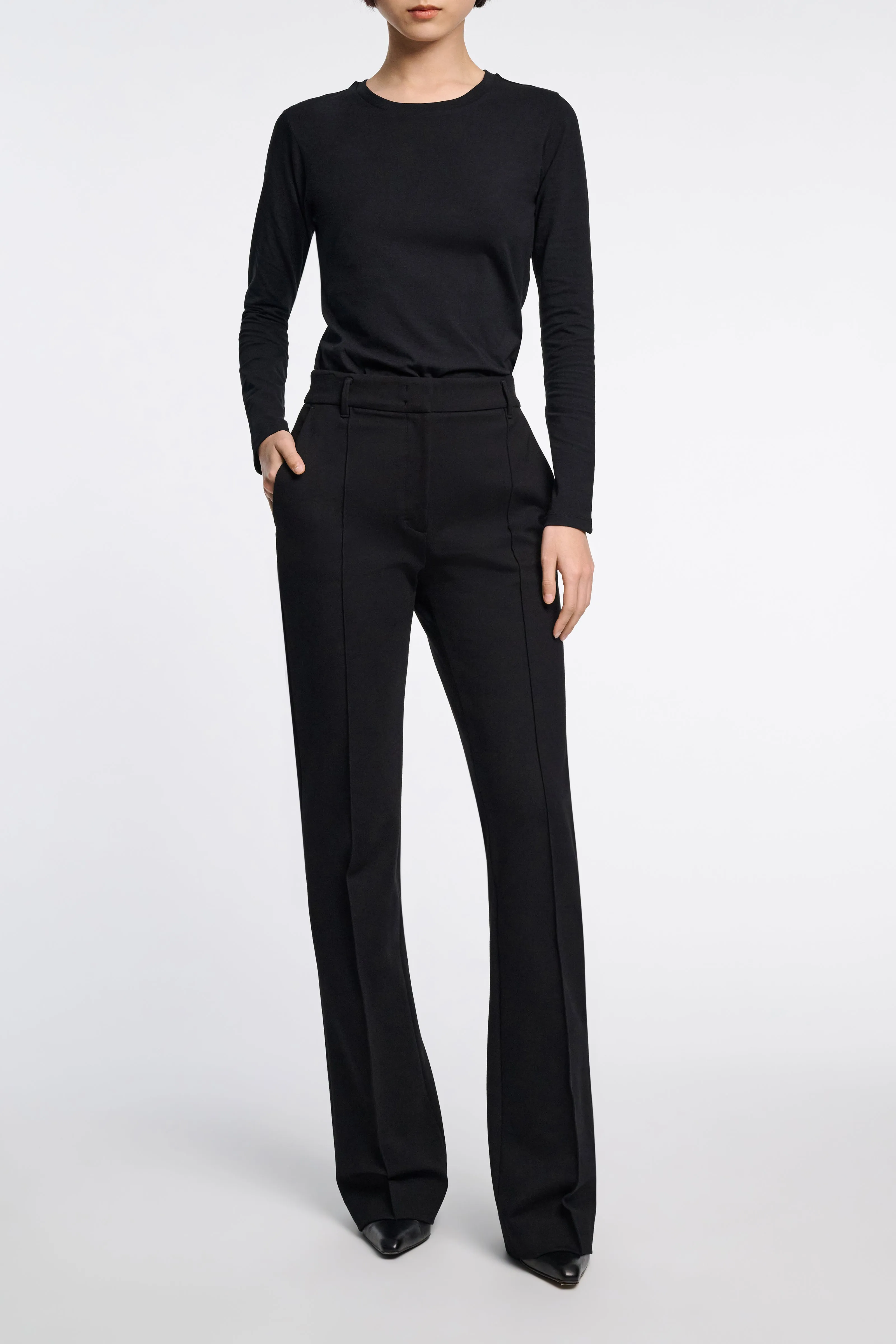 Dorothee Schumacher Flared Pants in Punto Milano in Black
