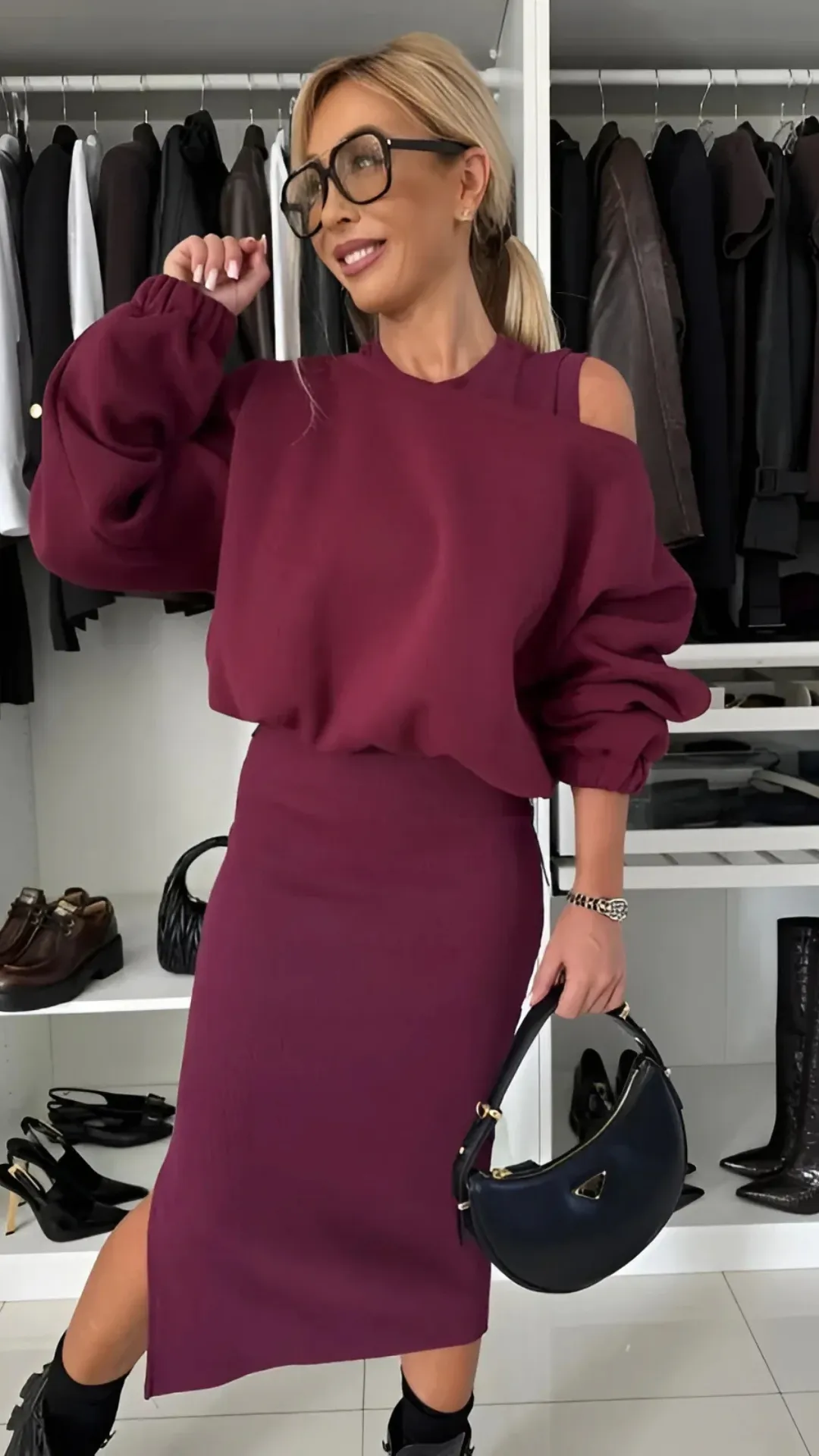 Elegant Sophia Autumn Jumper Dress Set for Women - Versatile 2-Piece Fashion Essential