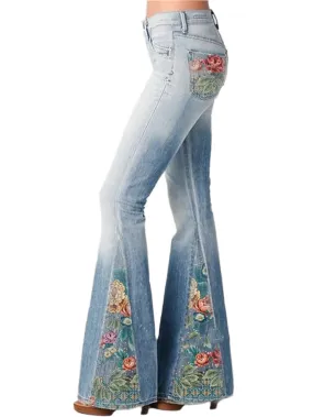 Evelyn - Flared broek met ombre bloemenprint