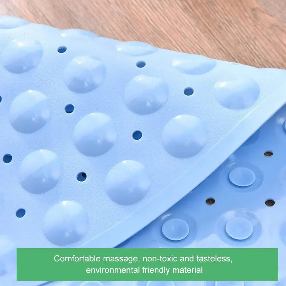 Experia Anti-Slip Bath Mat with Suction cup - 100 x 40 cm-Blue (Soft Pebble)