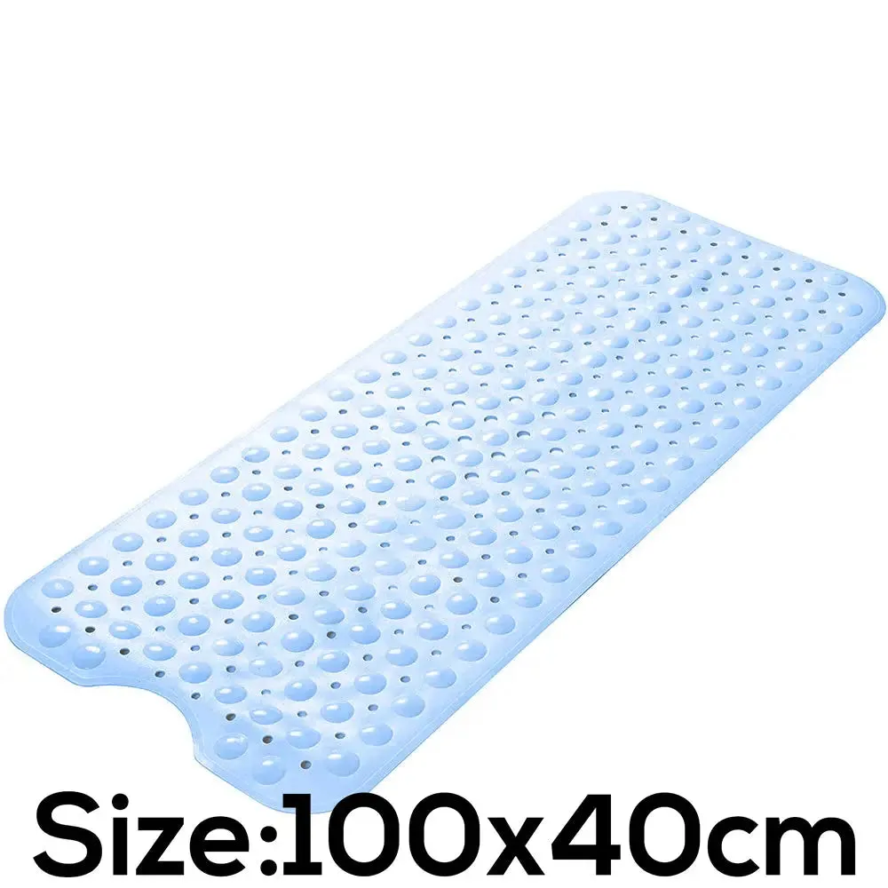Experia Anti-Slip Bath Mat with Suction cup - 100 x 40 cm-Blue (Soft Pebble)