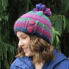 F569 Slip Stitch Button Hat by Plymouth Yarn