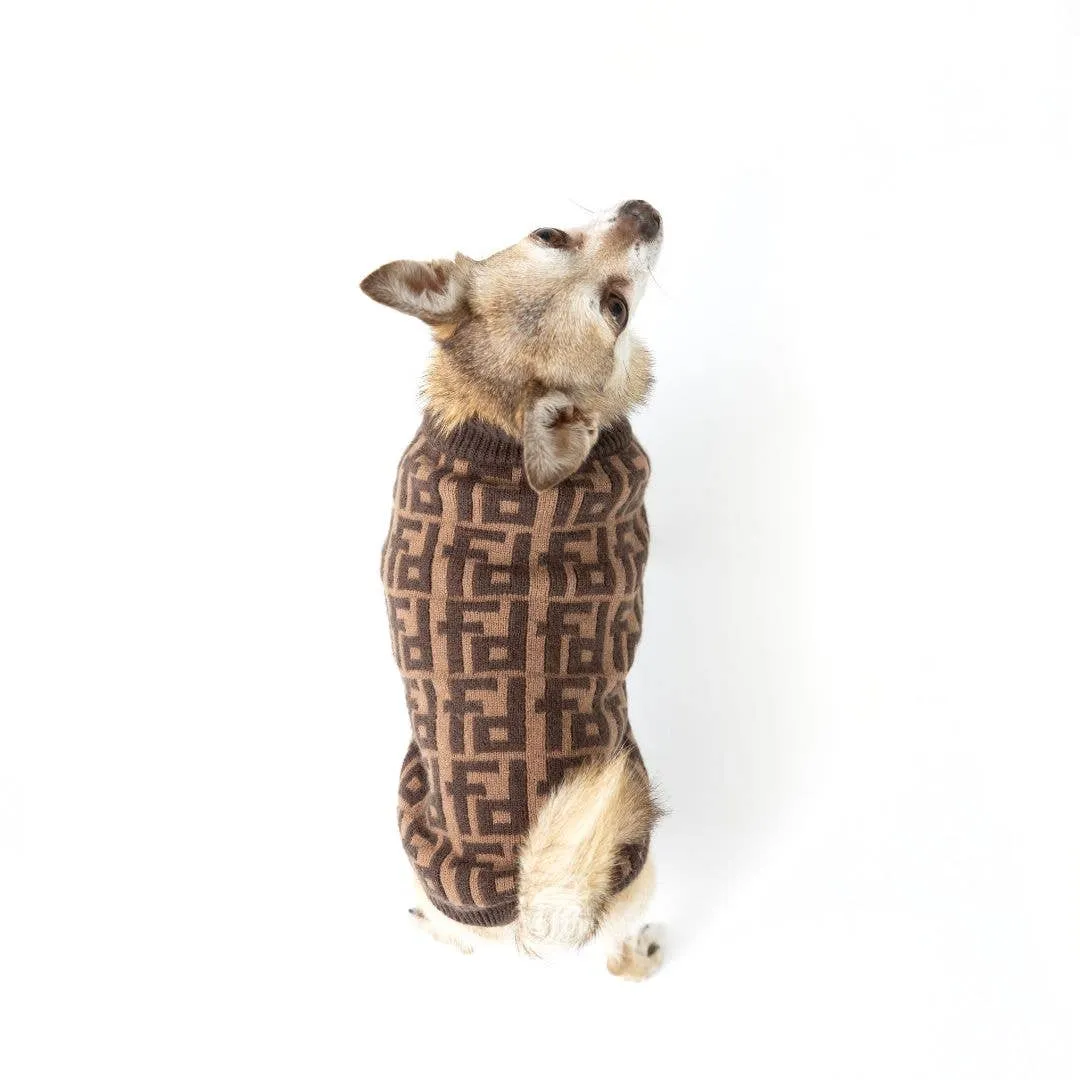 Fabdog | Designer Monogram Sweater - Brown