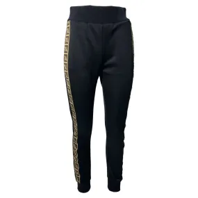Fendi Knit Logo Band Strip Detail Joggers in Black Cotton