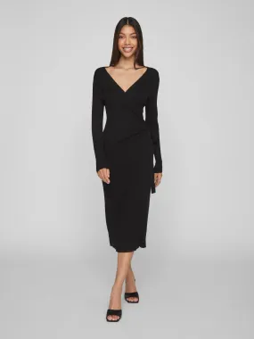 FIONA WRAP KNIT DRESS (BLACK)