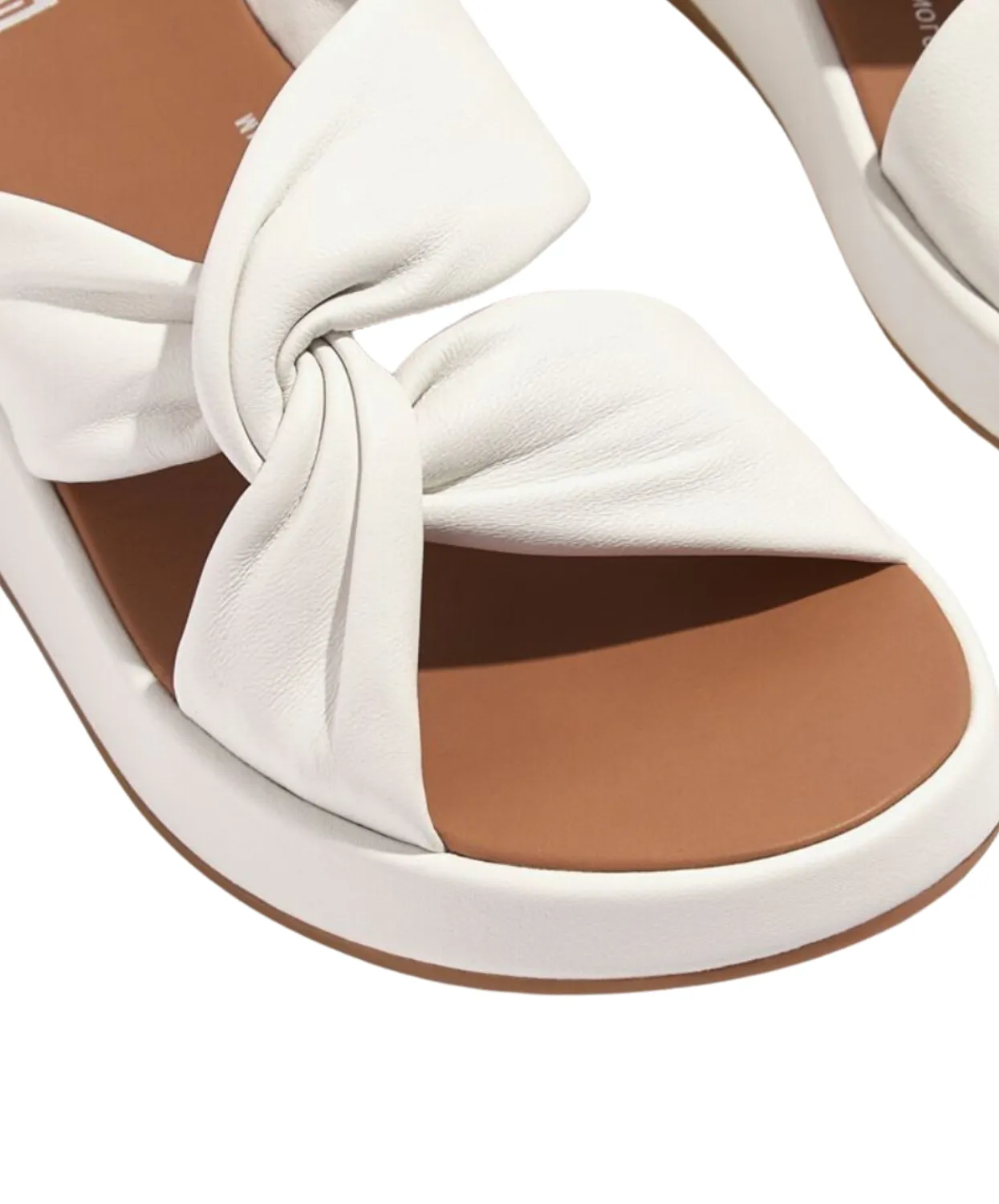 FitFlop F-Mode Leather Twist Flatform Slides White