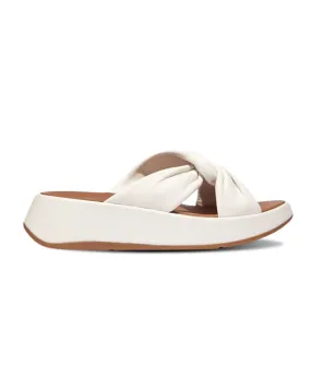 FitFlop F-Mode Leather Twist Flatform Slides White