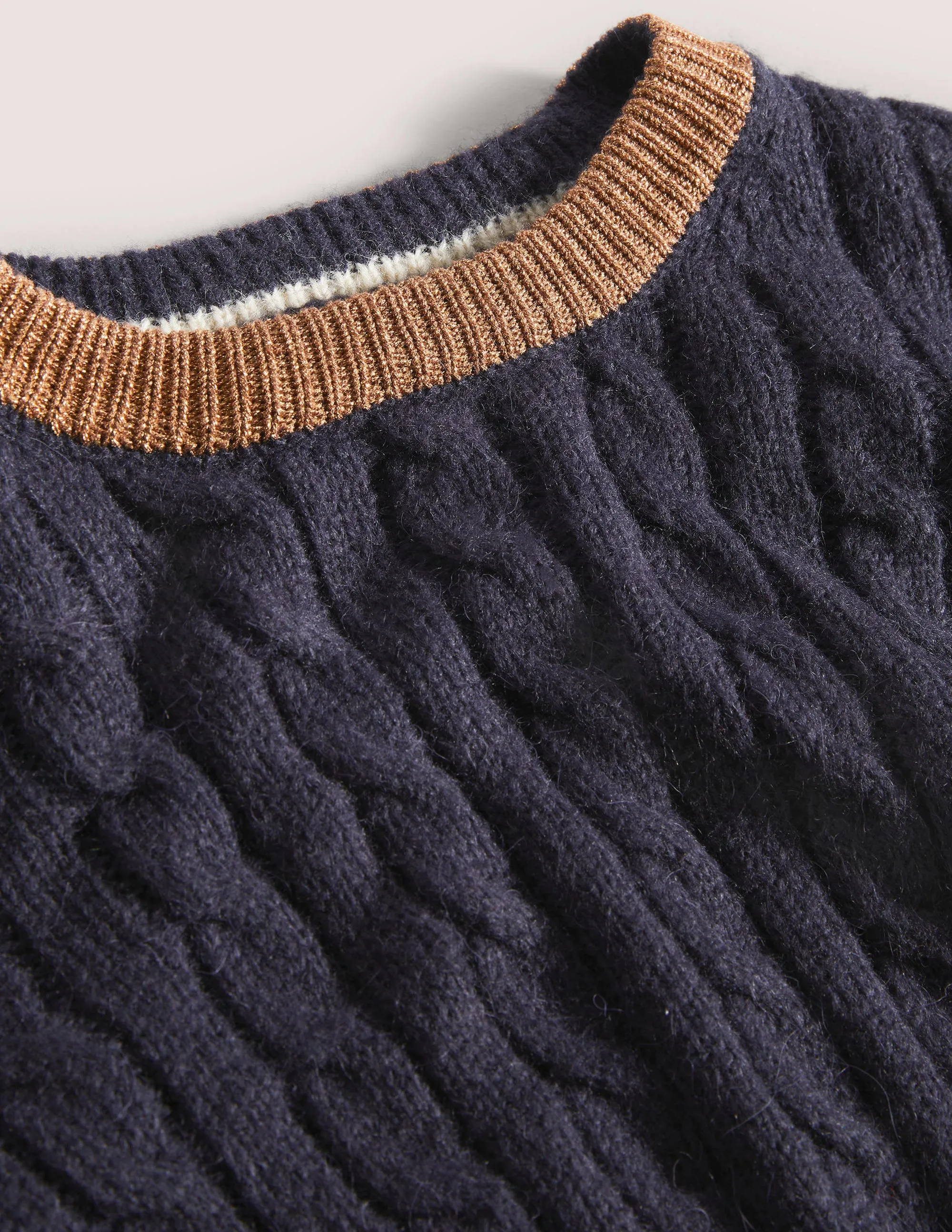 Fluffy Cable Sparkle Jumper-Navy, Gold Sparkle