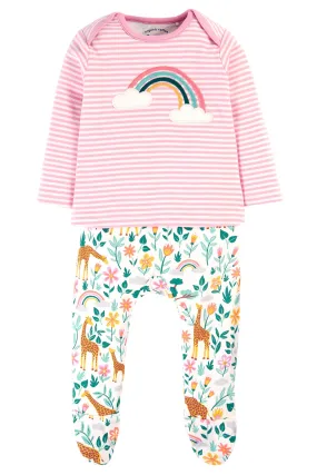 Frugi Brooke Easy Dressing Babygrow White Giraffes