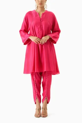 Fuchsia Kurta With Tulip Pants