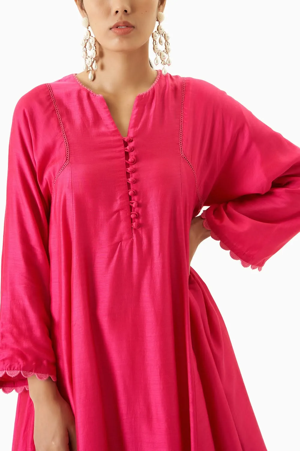 Fuchsia Kurta With Tulip Pants