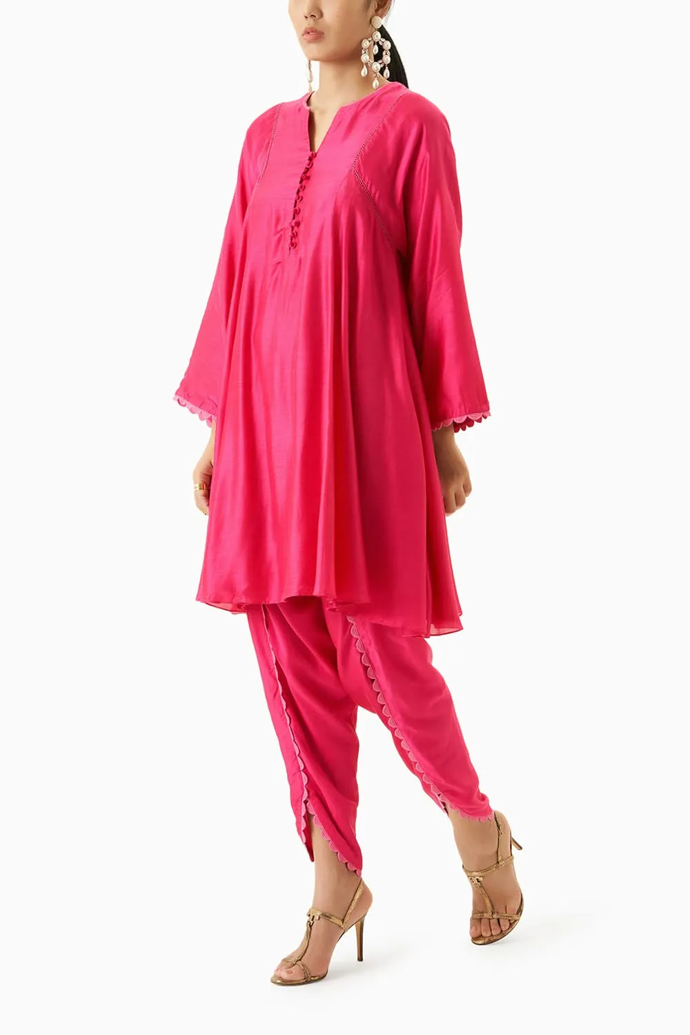 Fuchsia Kurta With Tulip Pants