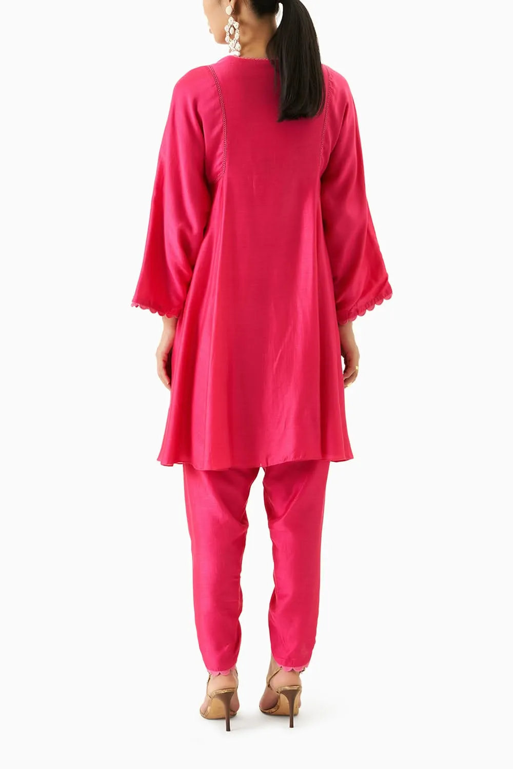 Fuchsia Kurta With Tulip Pants