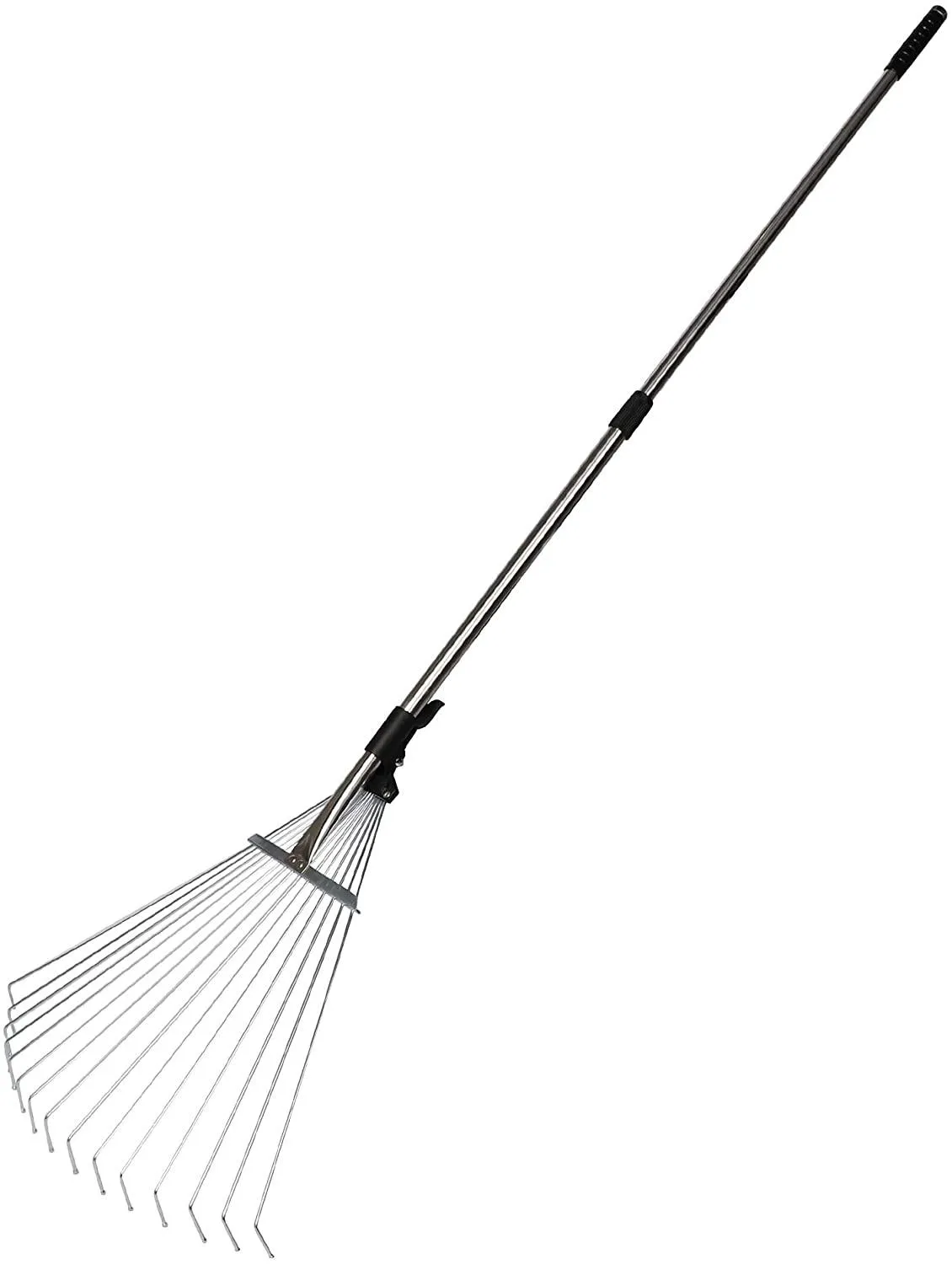 Garden Leaf Rake Adjustable Lightweight 62.6" Telescopic Metal Rake
