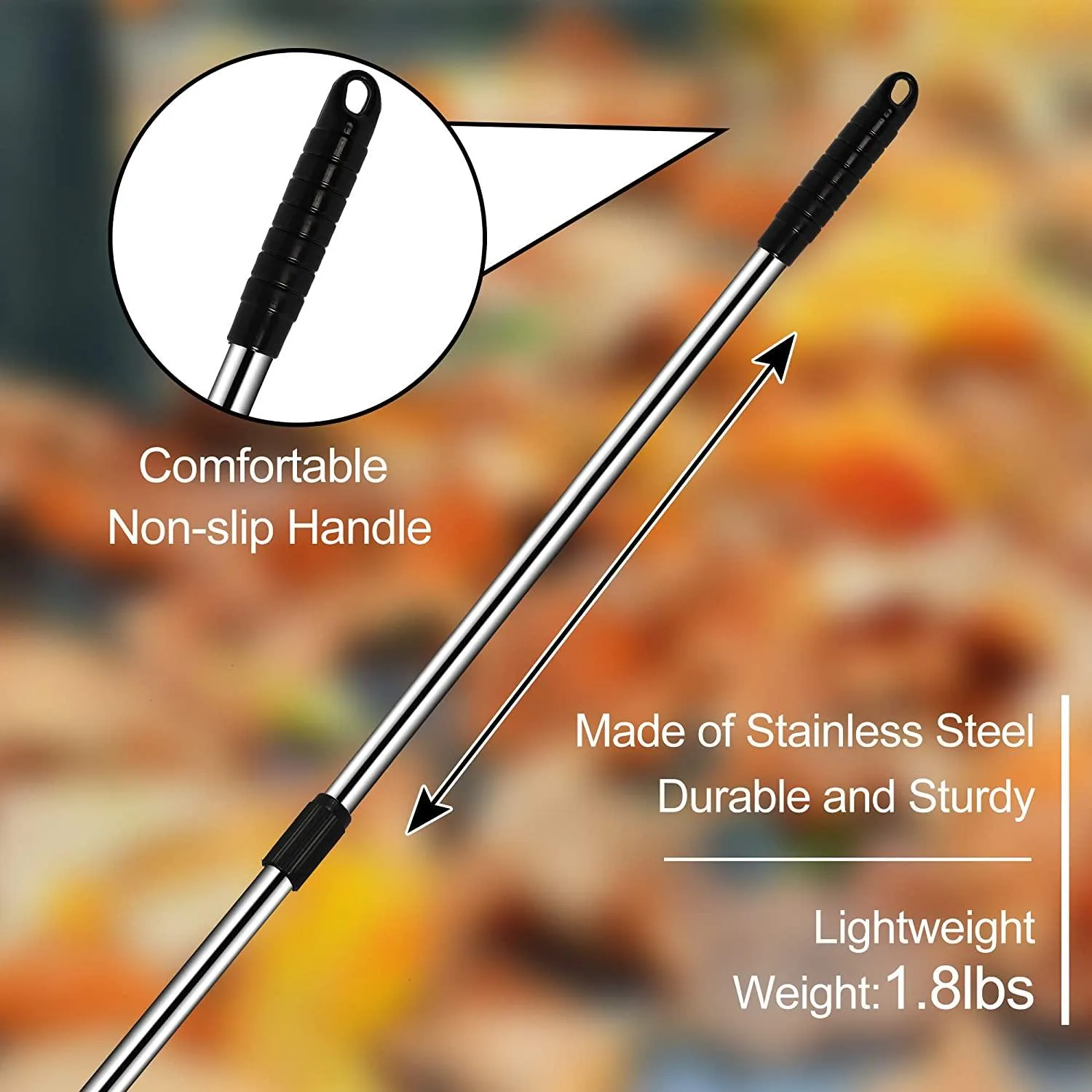 Garden Leaf Rake Adjustable Lightweight 62.6" Telescopic Metal Rake