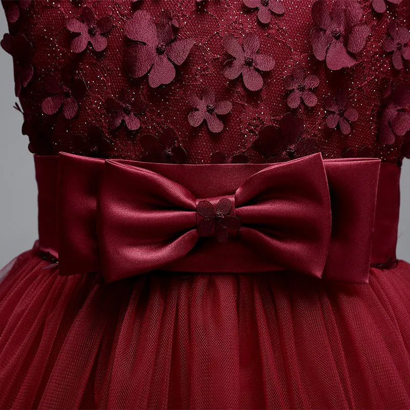 Girls Wine Red Party Dress (6m-8 Yrs)