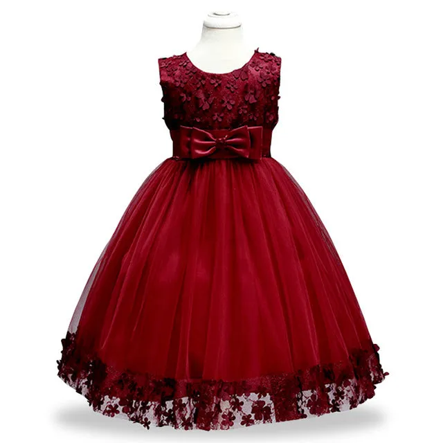 Girls Wine Red Party Dress (6m-8 Yrs)