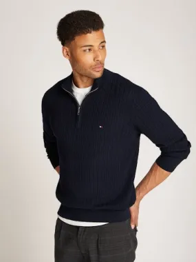 Herringbone Knit Half-Zip Jumper
