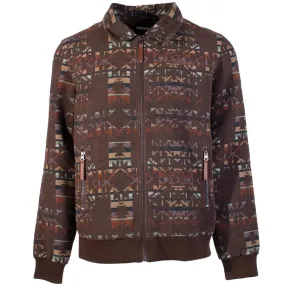 Hooey Men's Bomber Jacket Brown/ Aztec Pattern Full Zip