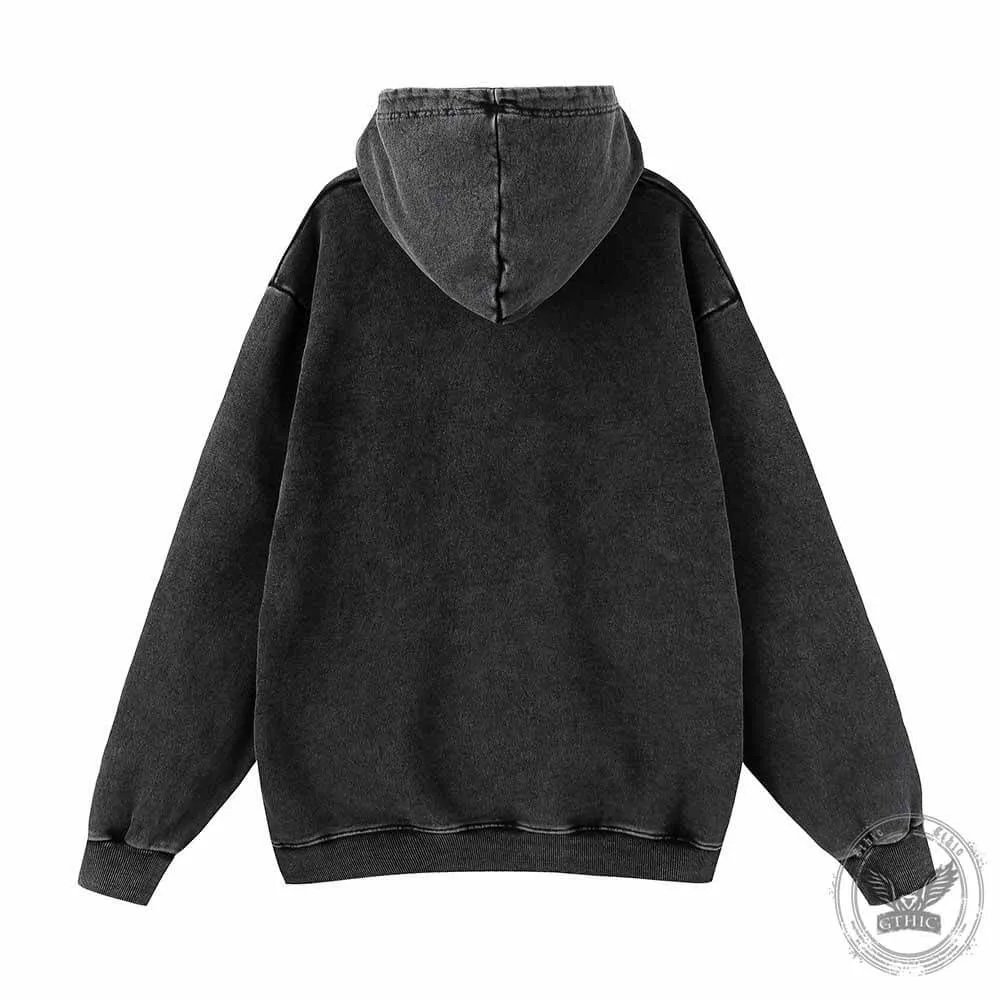 Jesus The Deadlifter Dumbbell Pattern Vintage Washed Hoodie