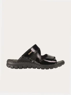 Josef Seibel Women's Slider Patent Black Sandals