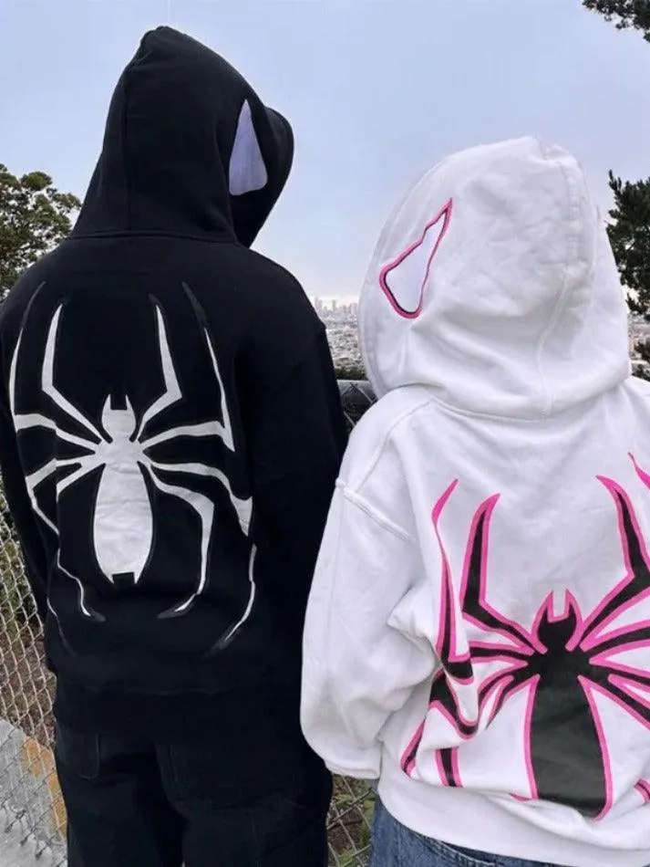 Joskaa Punk Spider Print Oversized Hoodie
