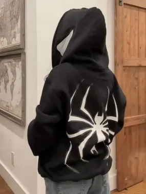 Joskaa Punk Spider Print Oversized Hoodie