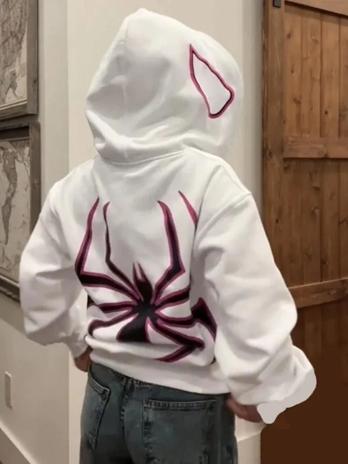 Joskaa Punk Spider Print Oversized Hoodie