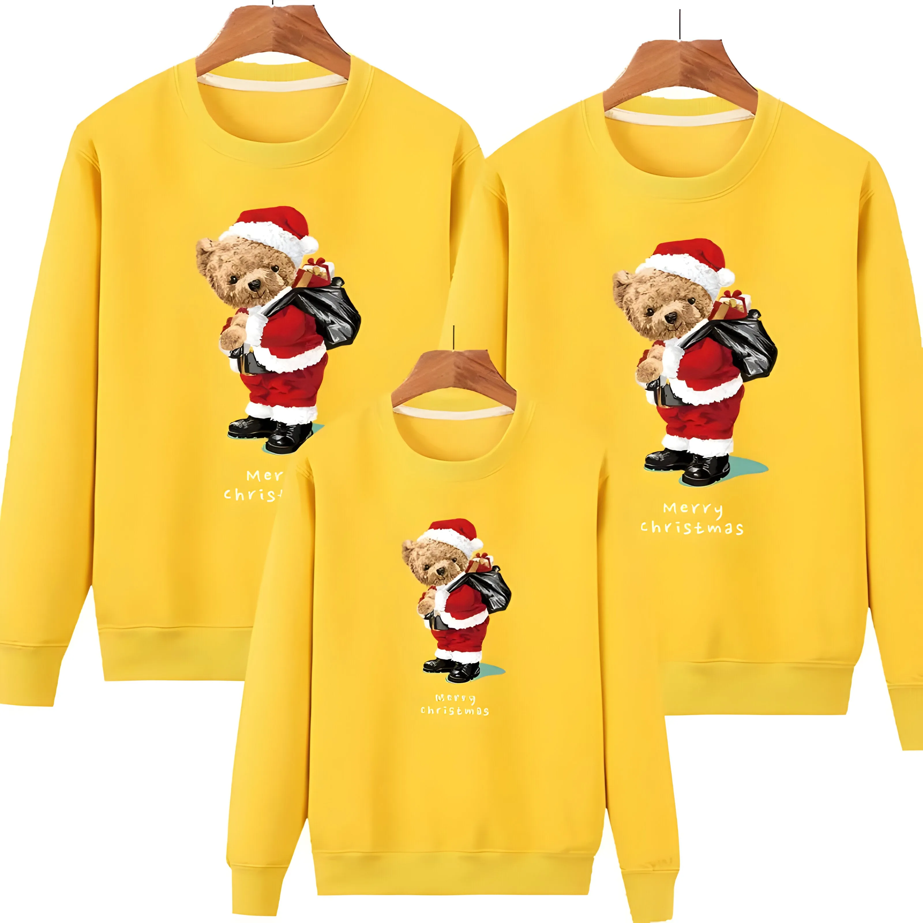 Kids Plain Christmas Bear Matching Christmas Jumper
