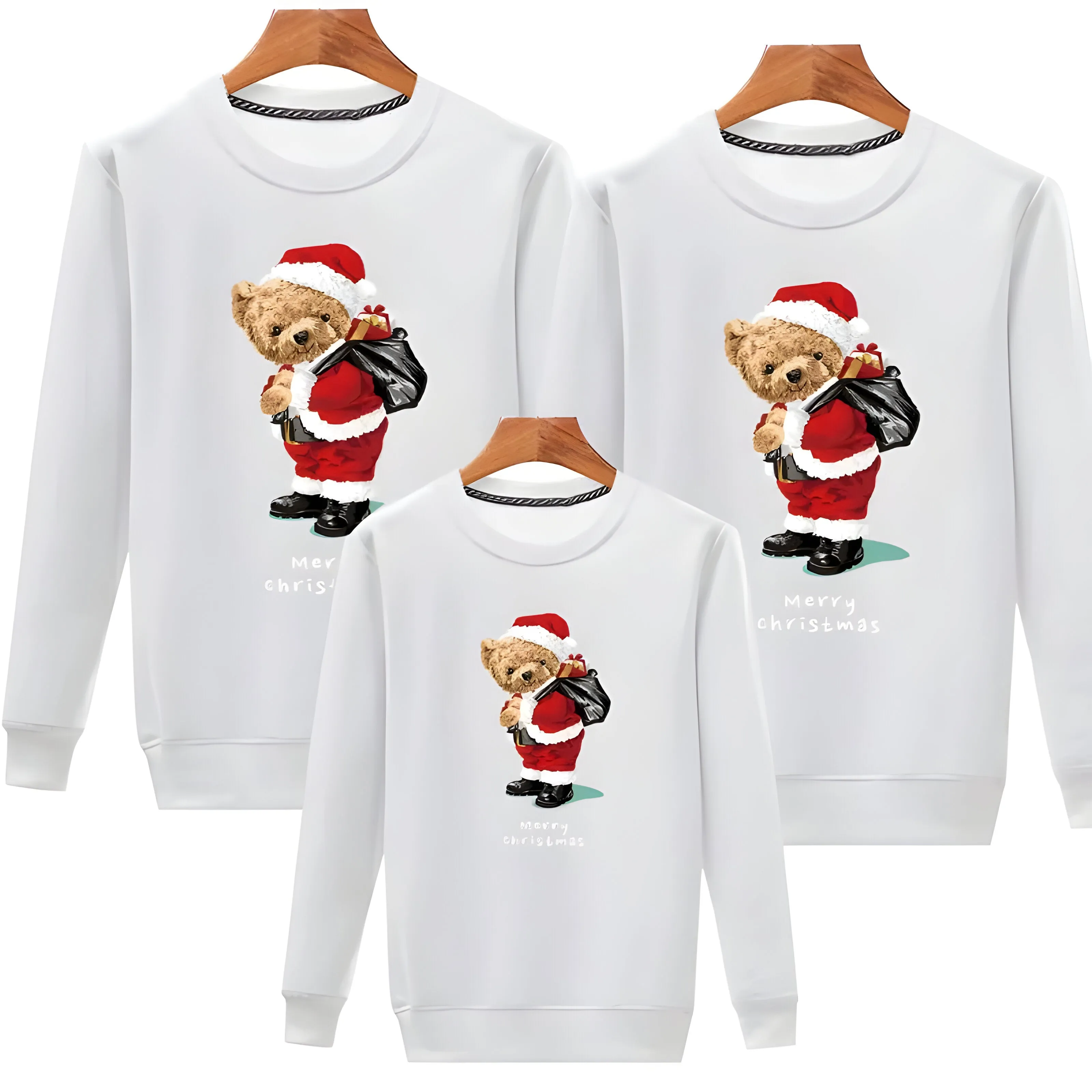 Kids Plain Christmas Bear Matching Christmas Jumper
