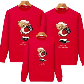Kids Plain Christmas Bear Matching Christmas Jumper