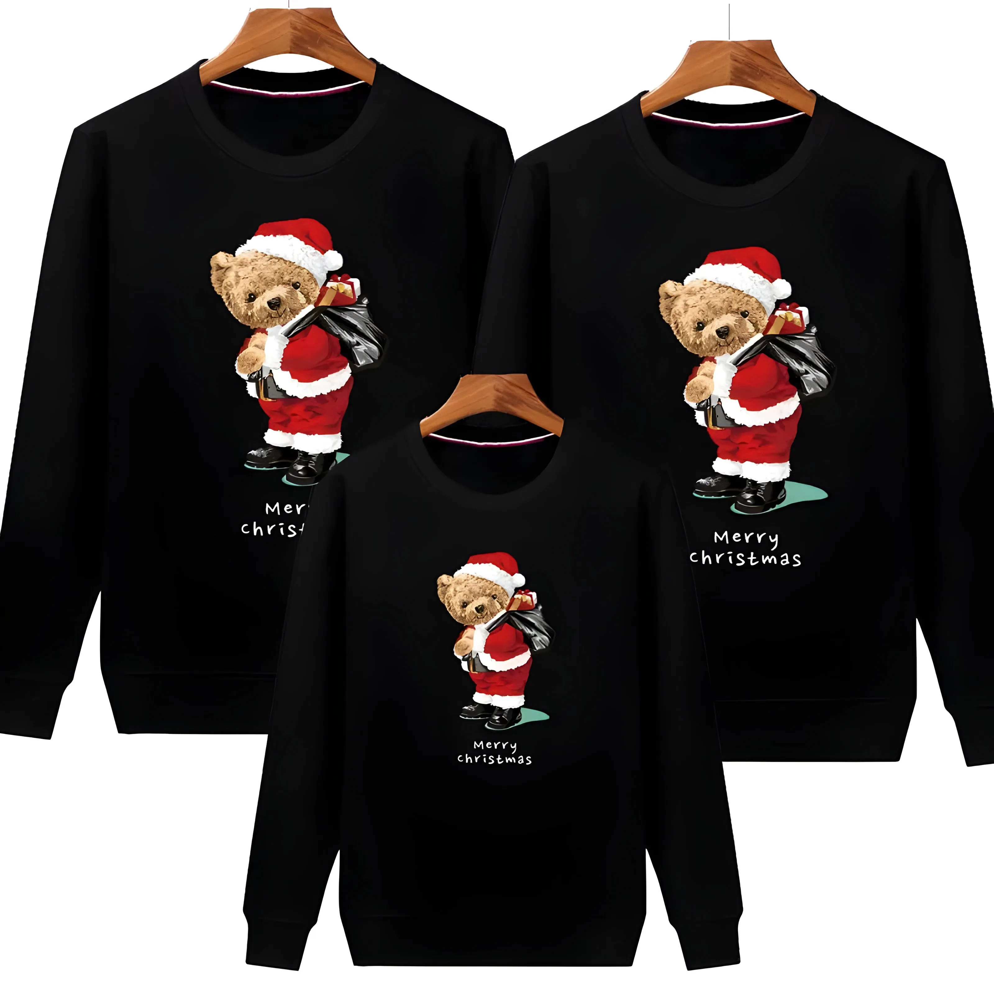 Kids Plain Christmas Bear Matching Christmas Jumper
