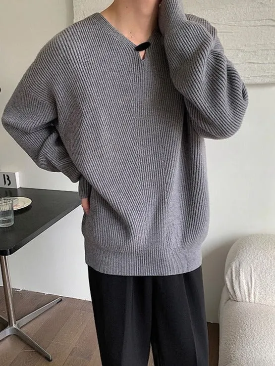 [Korean Style] Black/Gray Oversized Wool Sweaters