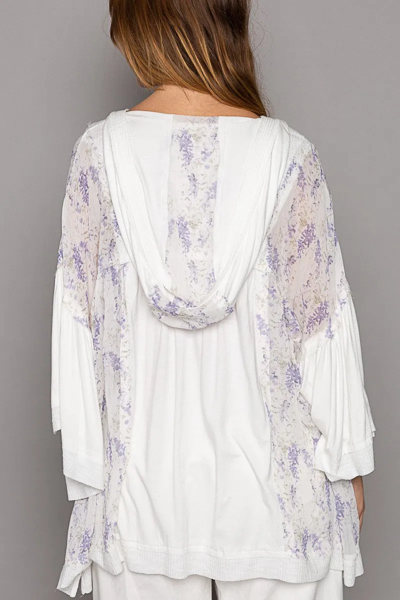 Lavender Flower Flowy Bell Sleeve Top