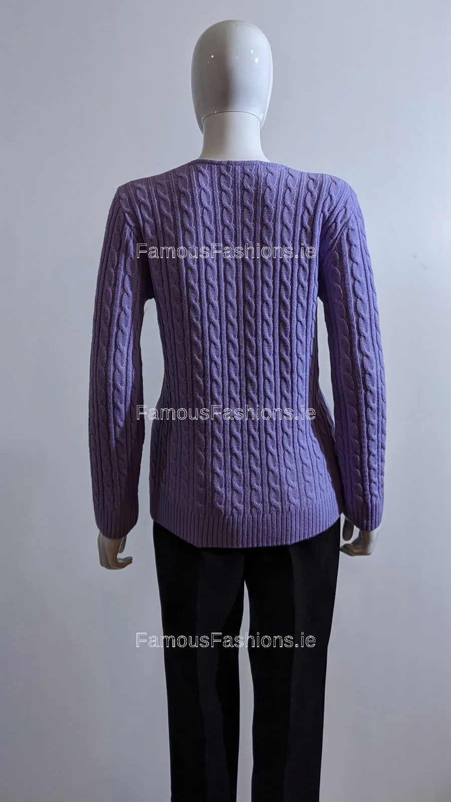 Lavender V-Neck Cable Knit Jumper
