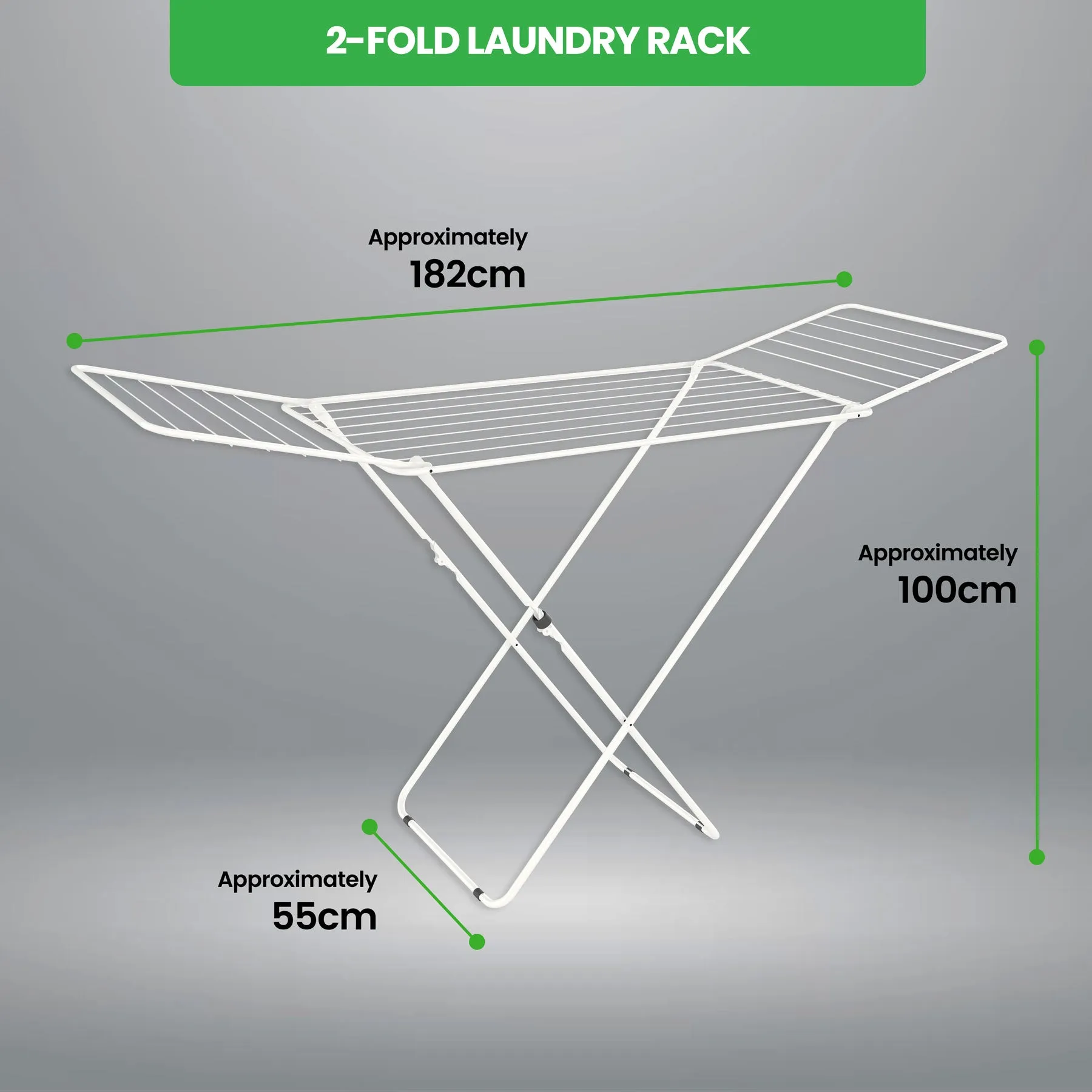 Lightweight Cloth / Laundry Rack with 2-Fold Wing (White)