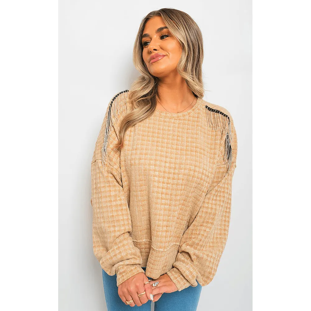 Long Sleeve Knitted Jumper With Tassel Detail