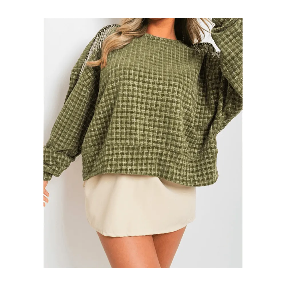 Long Sleeve Knitted Jumper With Tassel Detail