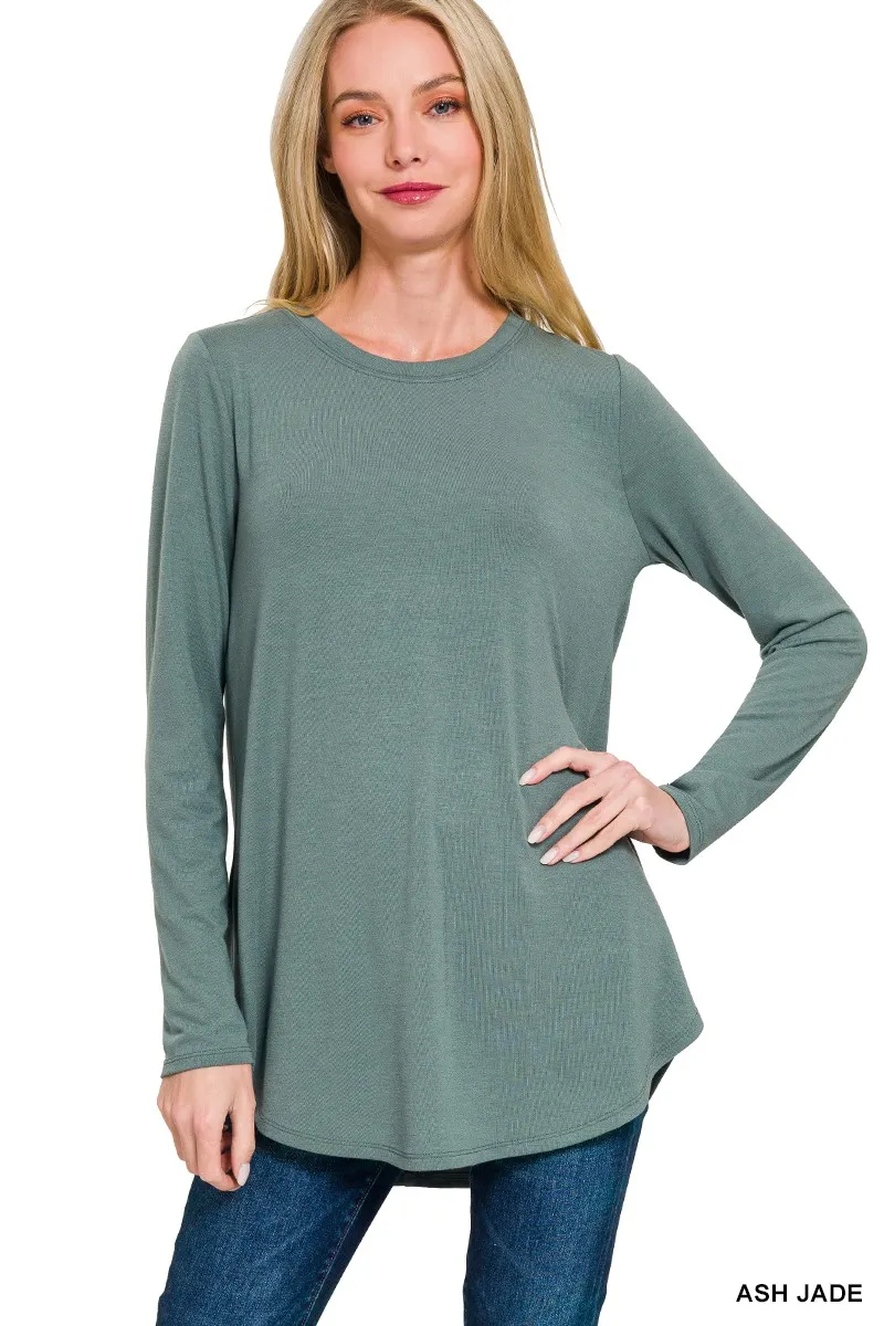 LONG SLEEVE ROUND NECK & ROUND HEM TOP /STUFFOLOGY BOUTIQUE