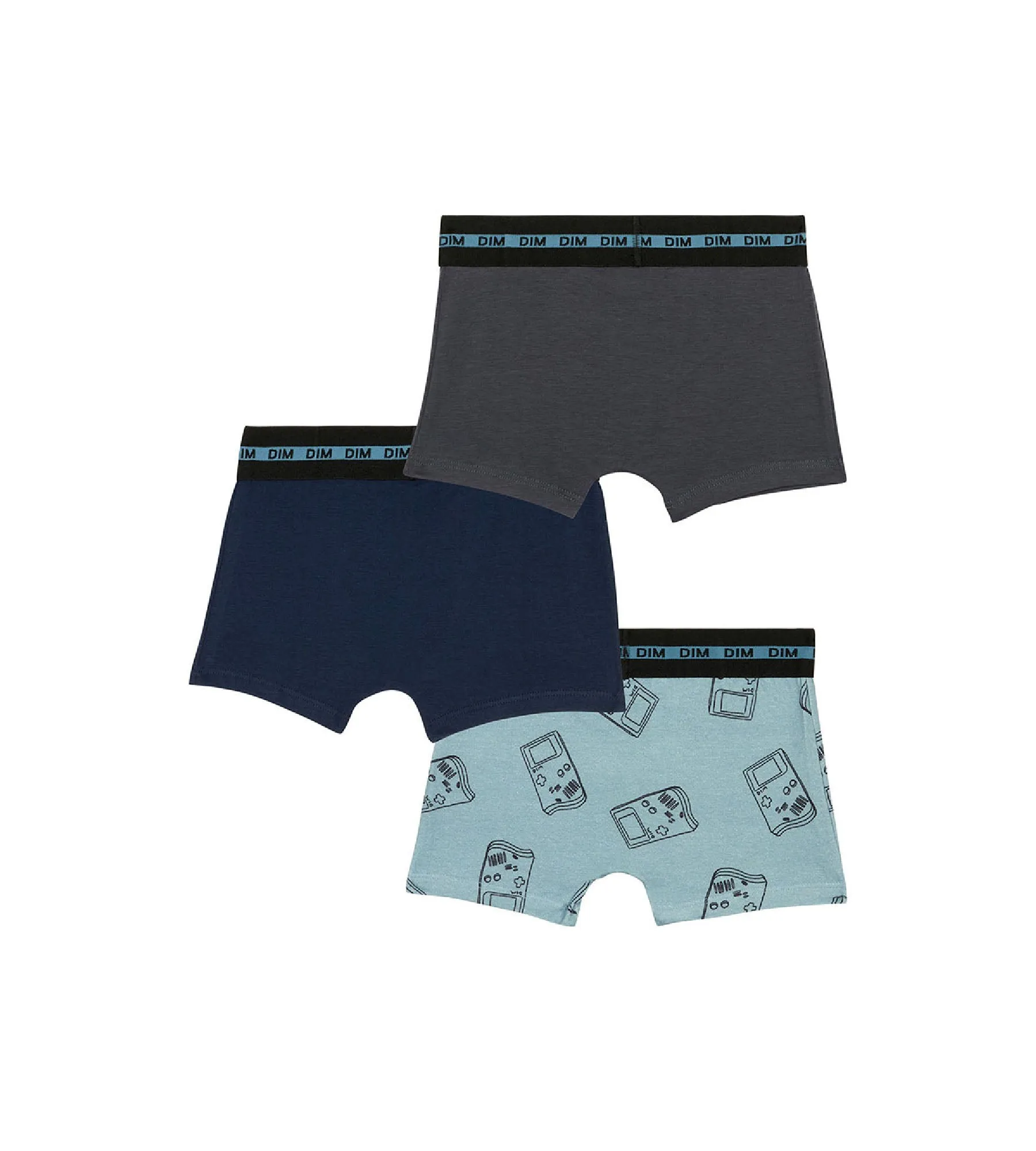 Lot de 3 boxers garçon coton stretch motif gameboy Bleu EcoDim Mode