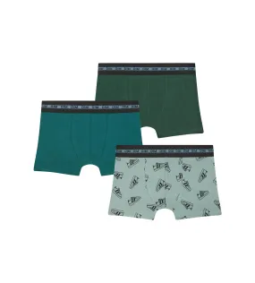 Lot de 3 boxers garçon à motifs baskets Bleu Dim Coton Stretch