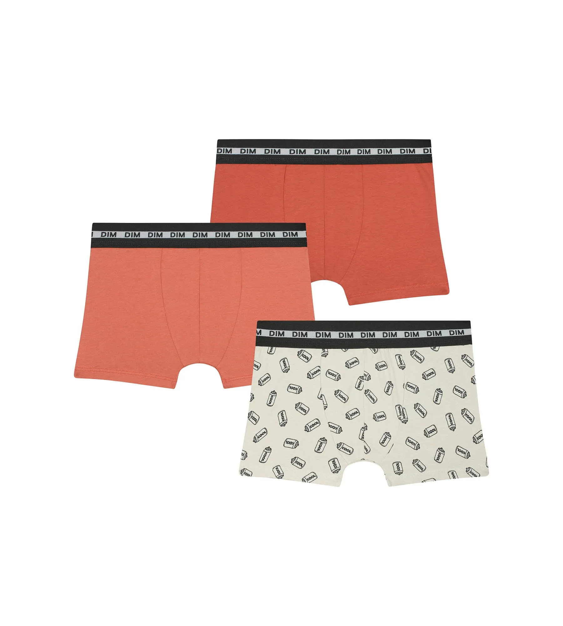 Lot de 3 boxers garçon à motifs Soda Orange Dim Coton Stretch