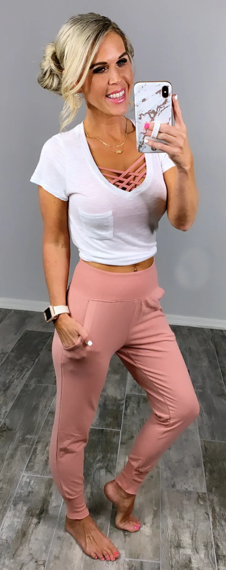 Lounging Around Joggers - Rose